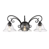 Homestead 3 Light Bath Vanity in Matte Black with Clear Glass