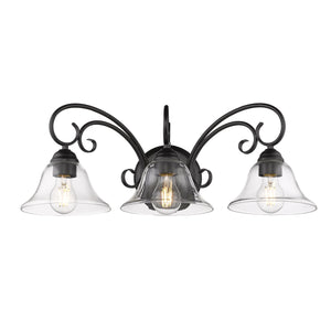 Homestead 3 Light Bath Vanity in Matte Black with Clear Glass
