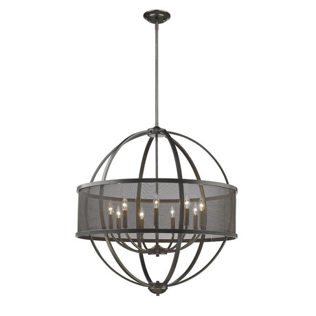 Colson EB 9 Light Chandelier (with shade) in Etruscan Bronze