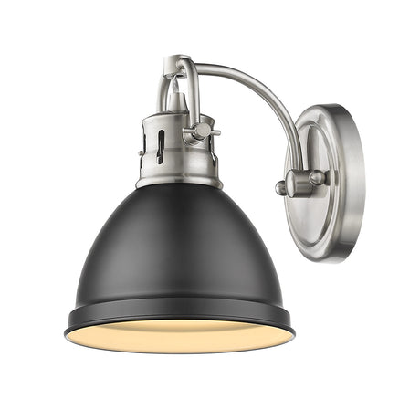 Duncan 1 Light Bath Vanity in Pewter with a Matte Black Shade