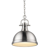 Duncan 1 Light Pendant with Chain in Pewter with a Pewter Shade