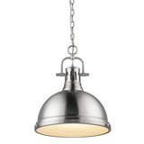 Duncan 1 Light Pendant with Chain in Pewter with a Pewter Shade