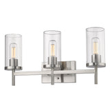 Winslett 3-Light Bath Vanity in Pewter with Ribbed Clear Glass Shades