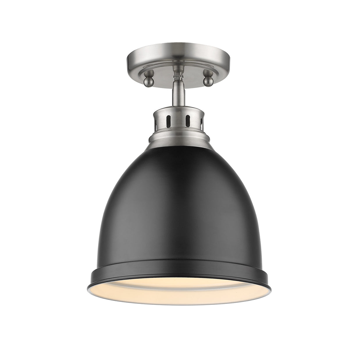 Duncan Flush Mount in Pewter with a Matte Black Shade