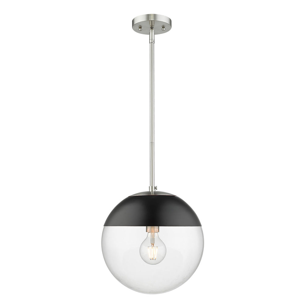 Dixon Pendant in Pewter with Clear Glass and Matte Black Cap