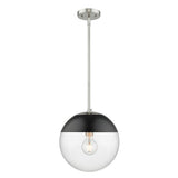 Dixon Pendant in Pewter with Clear Glass and Matte Black Cap