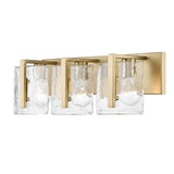 Aenon 3-Light Bath Vanity in Brushed Champagne Bronze with Hammered Water Glass Shade