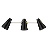 Reeva 3 Light Bath Vanity in Modern Brass with Matte Black Shade