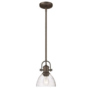 Hines Mini Pendant in Rubbed Bronze with Seeded Glass