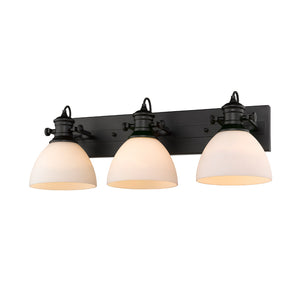 Hines 3-Light Bath Vanity in Matte Black with Opal Glass