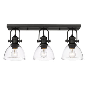 Hines 3-Light Bath Vanity in Matte Black with Clear Glass