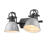 Duncan 2 Light Bath Vanity in Matte Black with Gray Shades
