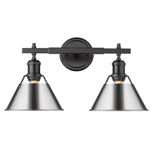 Orwell BLK 2 Light Bath Vanity in Matte Black with Chrome Shade