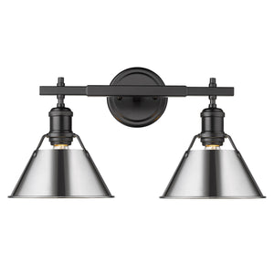 Orwell BLK 2 Light Bath Vanity in Matte Black with Chrome Shade