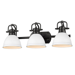 Duncan 3 Light Bath Vanity in Matte Black with a Matte White Shade