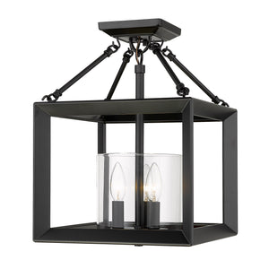 Smyth Semi-Flush in Matte Black with Clear Glass Shades
