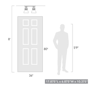 Hines 2-Light Semi-Flush in Rubbed Bronze with Seeded Glass