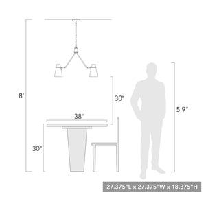Reeva 5 Light Chandelier in Modern Brass with Matte Black Shade