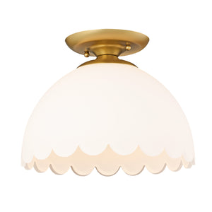 Dorinda Semi-Flush in Brushed Champagne Bronze with Opal Glass Shade