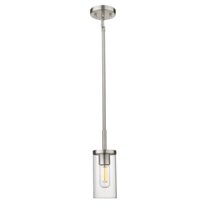 Winslett Mini Pendant in Pewter with Ribbed Clear Glass Shade