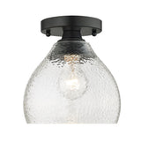 Ariella Small Pendant in Matte Black with Hammered Clear Glass