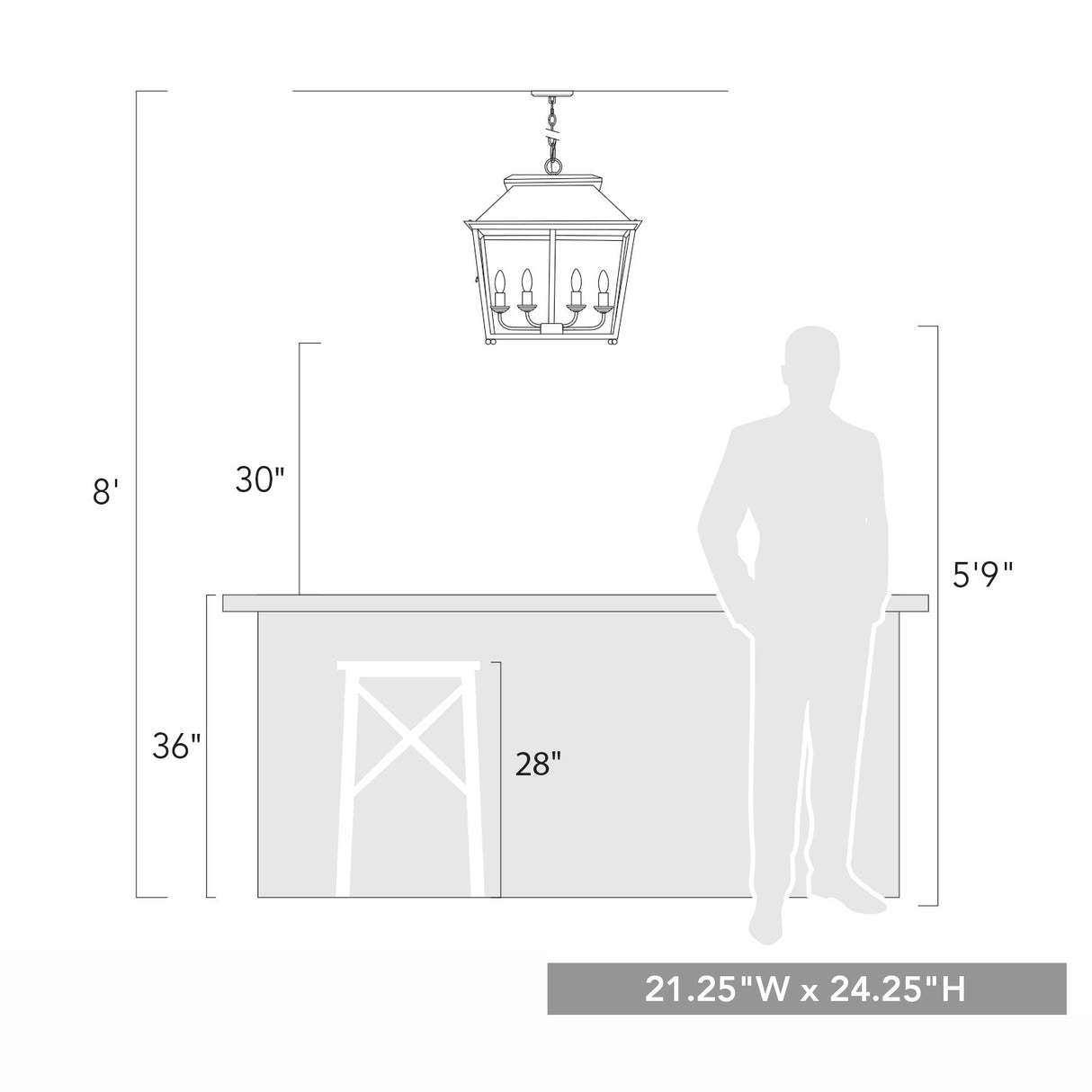 Abingdon 4-Light Pendant in Antique Ivory