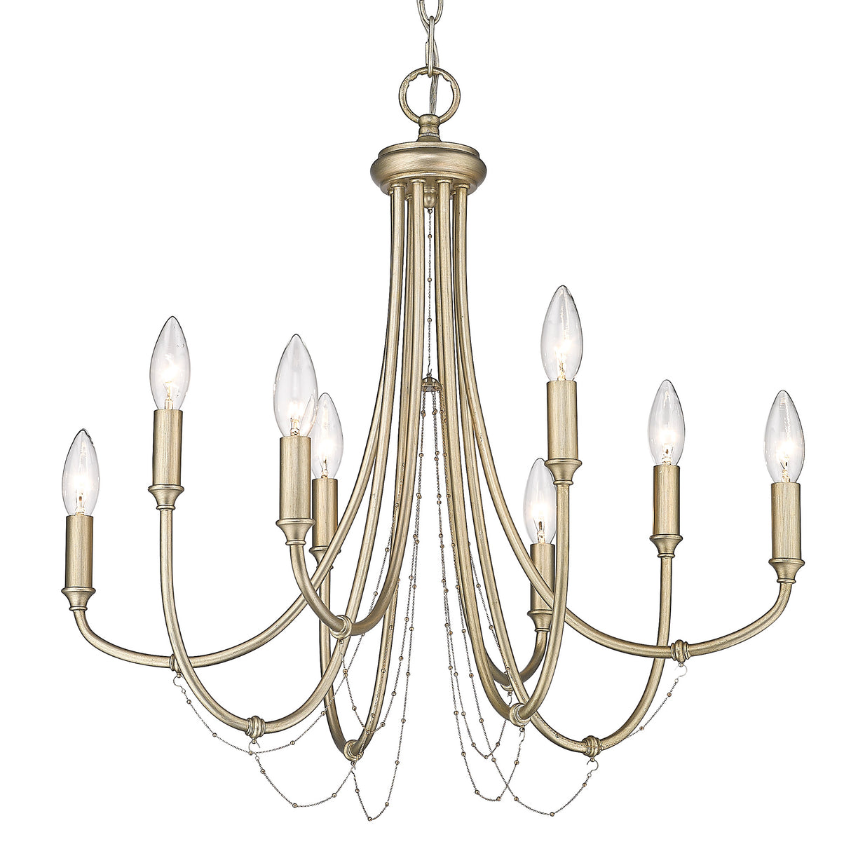 Kamila 8 Light Chandelier in White Gold
