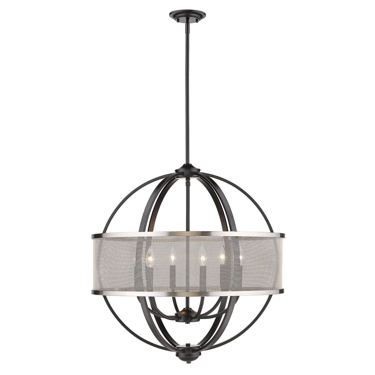 Colson BLK 6 Light Chandelier (with Pewter shade) in Matte Black