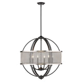 Colson BLK 6 Light Chandelier (with Pewter shade) in Matte Black