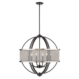 Colson BLK 6 Light Chandelier (with Pewter shade) in Matte Black