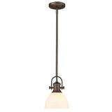 Hines Mini Pendant in Rubbed Bronze with Opal Glass