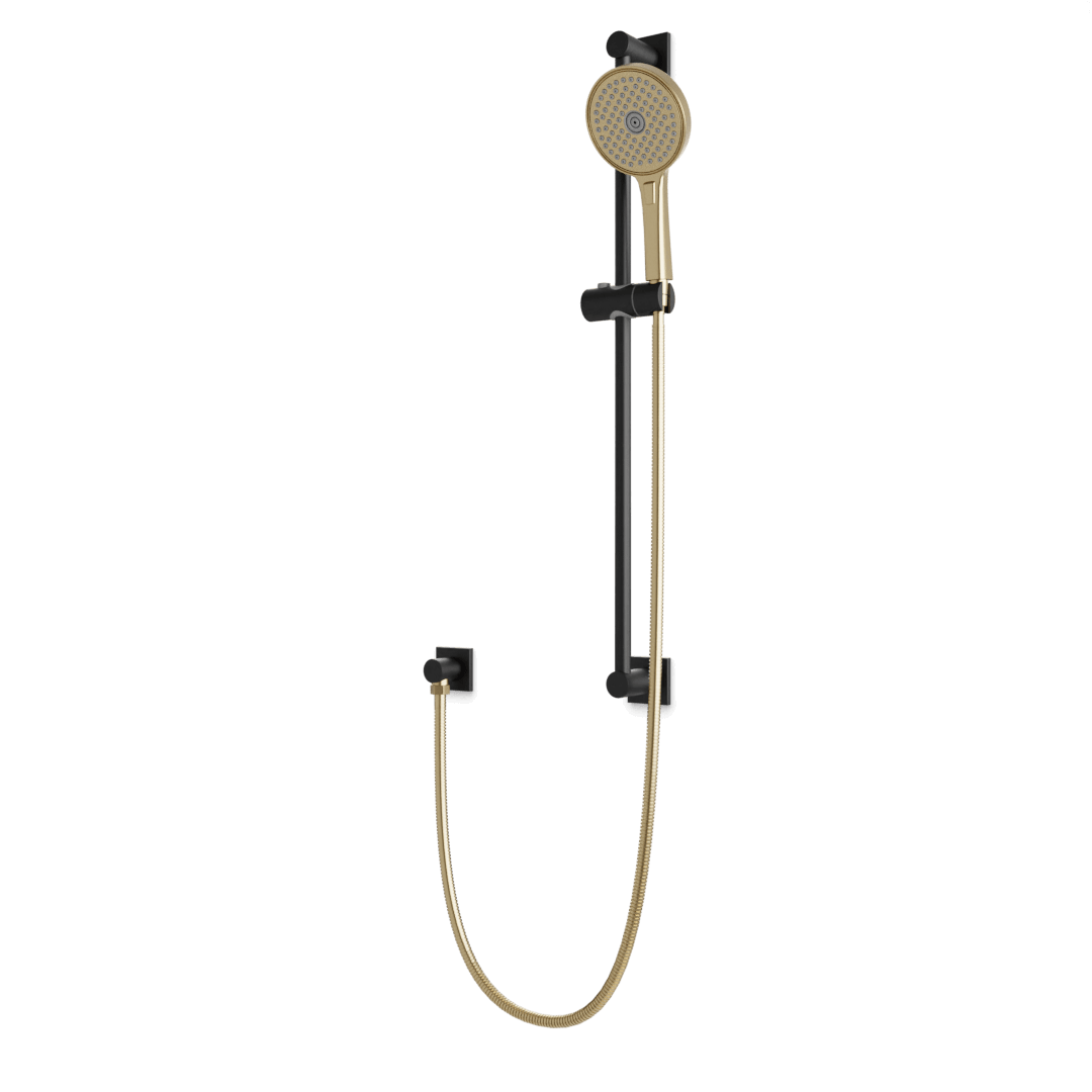 Artos Otella Multifunction Flexible Hose Slide Bar Kit with Separate Water Outlet Satin Brass / Matte Black – F907-117SBB
