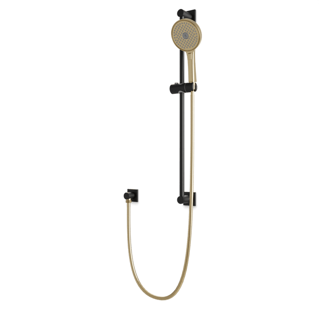 Artos Otella Multifunction Flexible Hose Slide Bar Kit with Separate Water Outlet Satin Brass / Matte Black – F907-117SBB