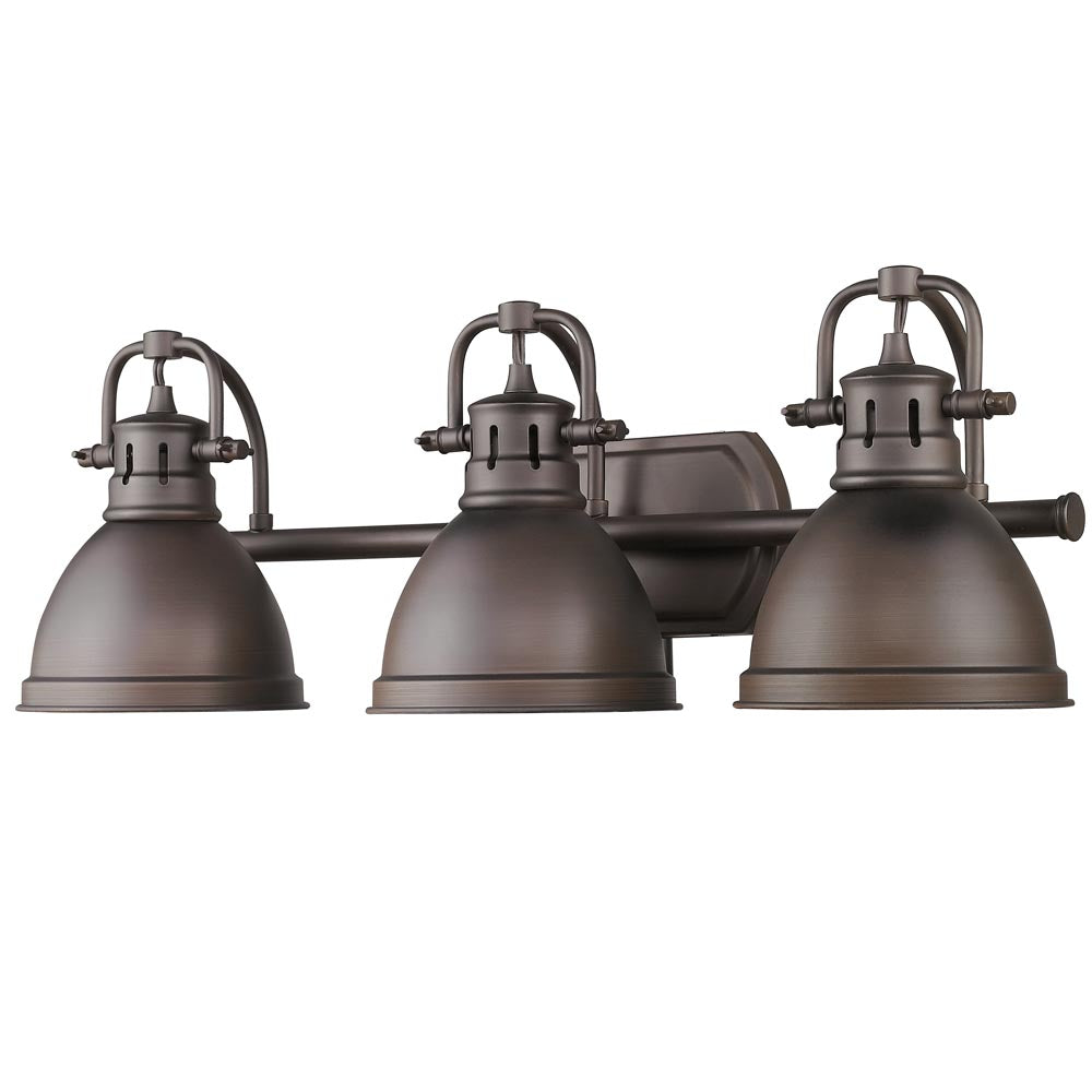 Duncan 3 Light Bath Vanity in Rubbed Bronze with a Rubbed Bronze Shade