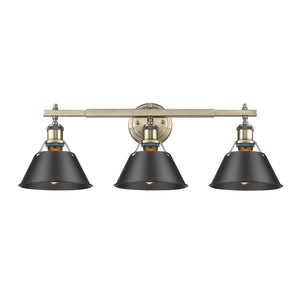 Orwell AB 3 Light Bath Vanity in Aged Brass with Matte Black Shade