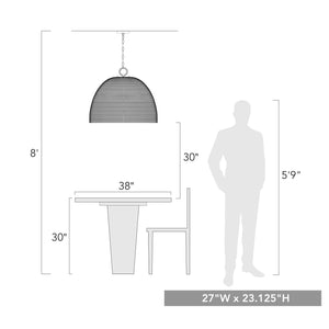 Rue 8 Light Pendant in Matte Black with Painted Sweet Grass Shade