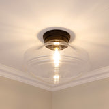 Ingalls Large Semi-Flush in Matte Black with Clear Glass Shade