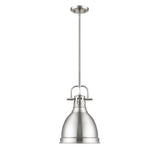 Duncan Small Pendant with Rod in Pewter with a Pewter Shade