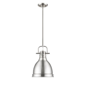 Duncan Small Pendant with Rod in Pewter with a Pewter Shade