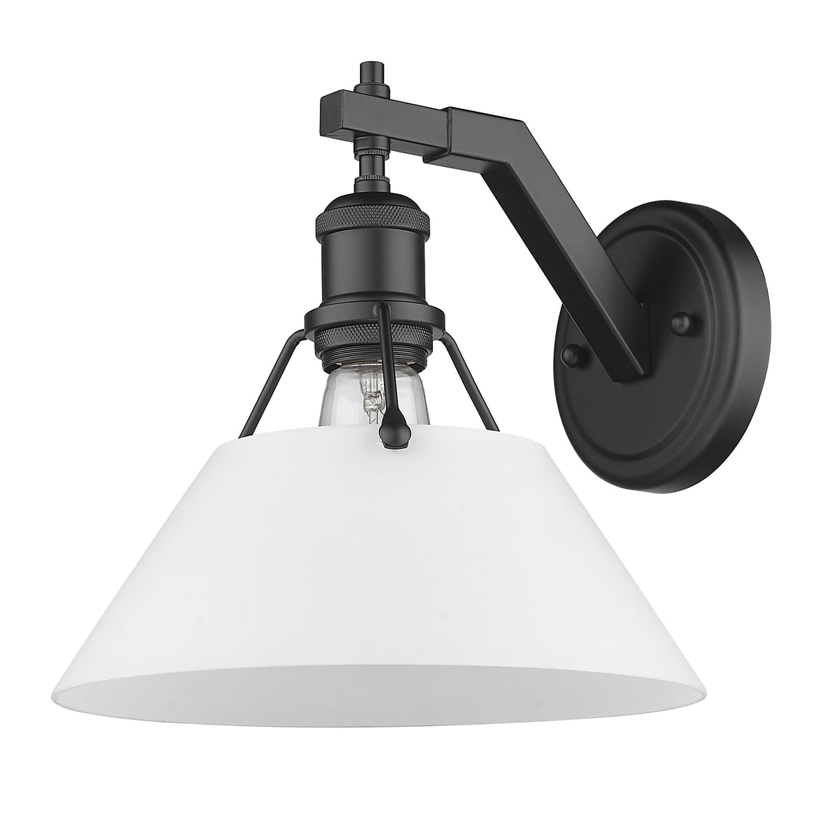 Orwell BLK 1 Light Wall Sconce in Matte Black with Opal Glass Shade