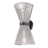 Avon 2-Light Wall Sconce in Matte Black with Bleached Raphia Rope