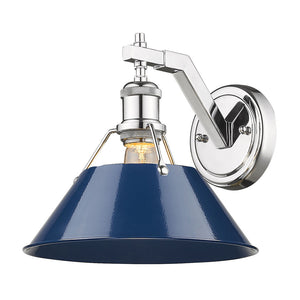 Orwell CH 1 Light Wall Sconce in Chrome with Navy Blue Shade