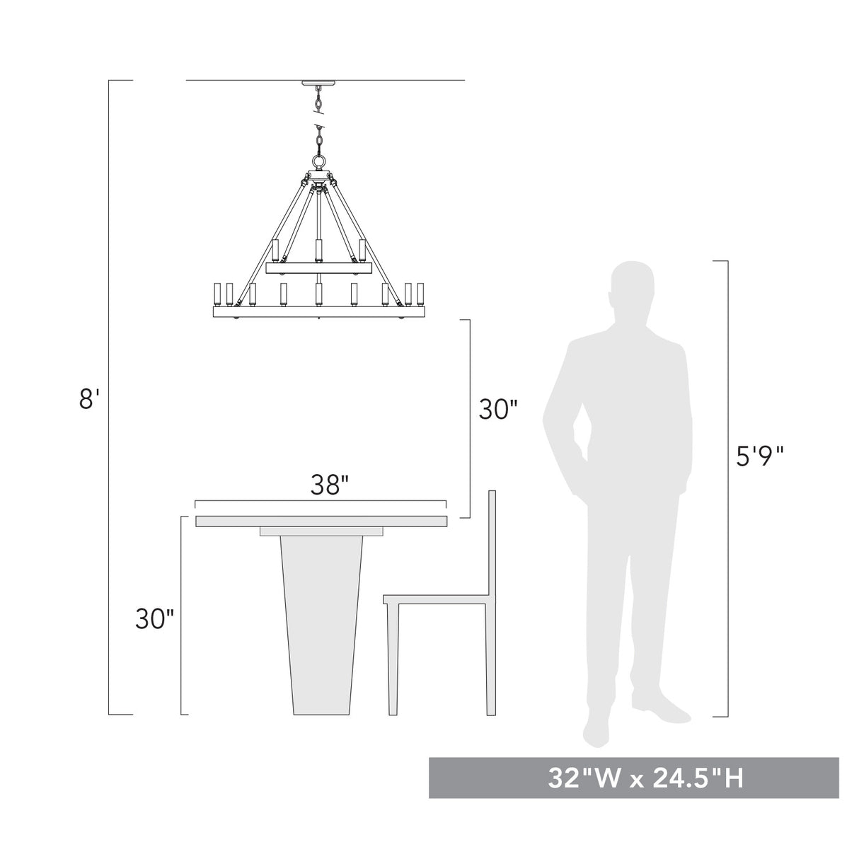 Alastair 2 Tier 3+9 Light Chandelier in Matte Black