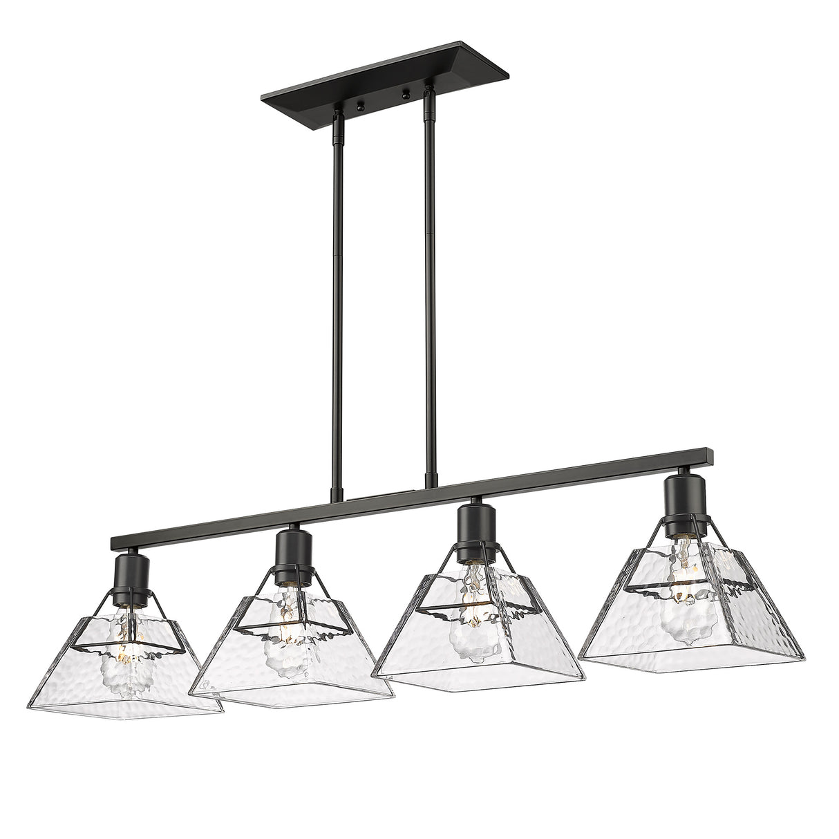 Kepler Linear Pendant in Matte Black with Water Glass Shade