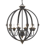 Jules 6 Light Chandelier in Antique Black Iron