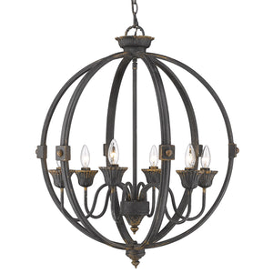 Jules 6 Light Chandelier in Antique Black Iron