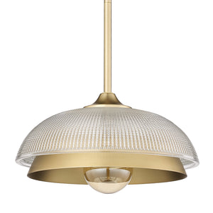 Crawford Mini Pendant in Brushed Champagne Bronze with Retro Prism Glass Shade
