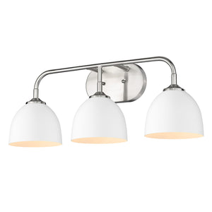 Zoey 3-Light Bath Vanity in Pewter with Matte White Shade
