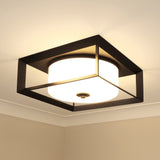 Smyth Outdoor Flush Mount in Natural Black with Opal Glass