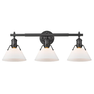 Orwell AB 3 Light Bath Vanity in Matte Black with Opal Glass Shade